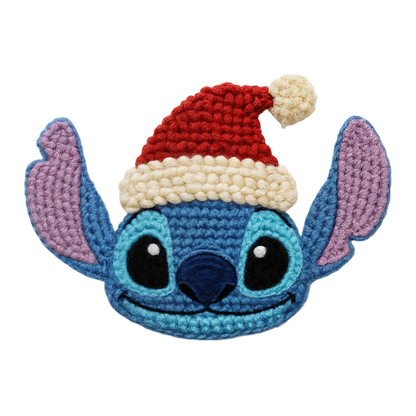 Crochet-look Christmas character DTF transfer design XMAS1480-24. Flat printed textile transfer, not actual yarn.