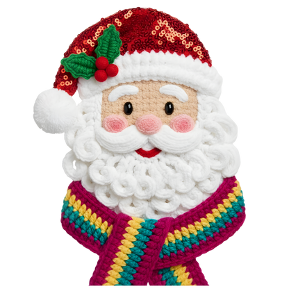 Crochet-look Christmas character DTF transfer design XMAS1480-5. Flat printed textile transfer, not actual yarn.