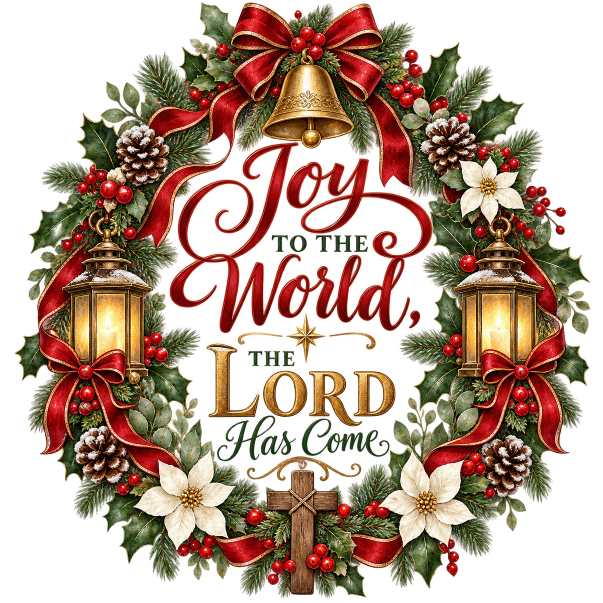 Christian Christmas greeting and nativity DTF transfer design XMAS1481-10. Physical textile transfer only.