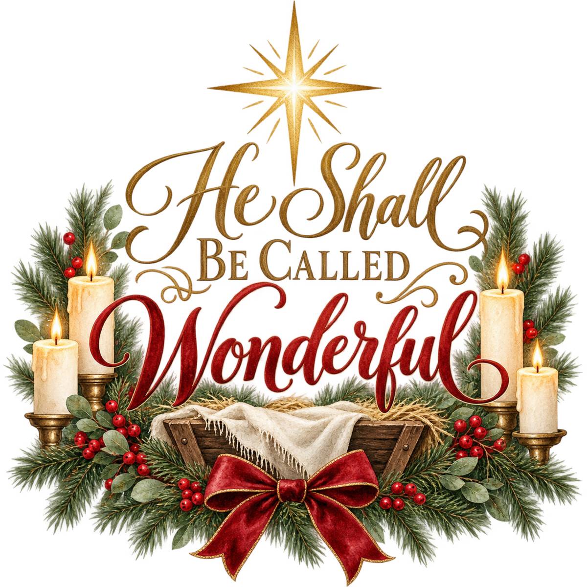 Christian Christmas greeting and nativity DTF transfer design XMAS1481-14. Physical textile transfer only.