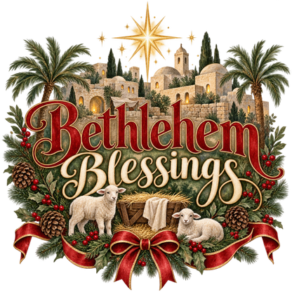 Christian Christmas greeting and nativity DTF transfer design XMAS1481-17. Physical textile transfer only.