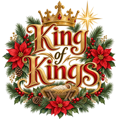 Christian Christmas greeting and nativity DTF transfer design XMAS1481-18. Physical textile transfer only.