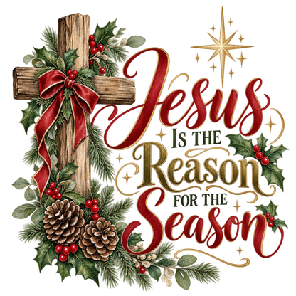 Christian Christmas greeting and nativity DTF transfer design XMAS1481-23. Physical textile transfer only.