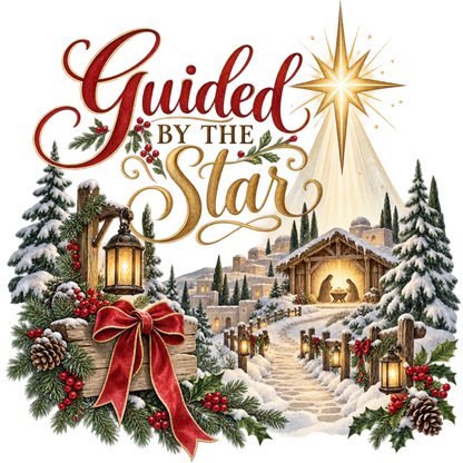 Christian Christmas greeting and nativity DTF transfer design XMAS1481-25. Physical textile transfer only.