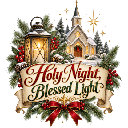Christian Christmas greeting and nativity DTF transfer design XMAS1481-26. Physical textile transfer only.
