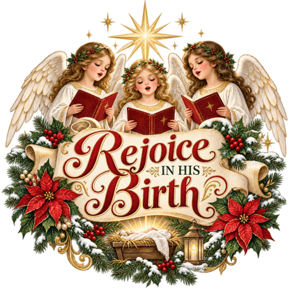 Christian Christmas greeting and nativity DTF transfer design XMAS1481-28. Physical textile transfer only.
