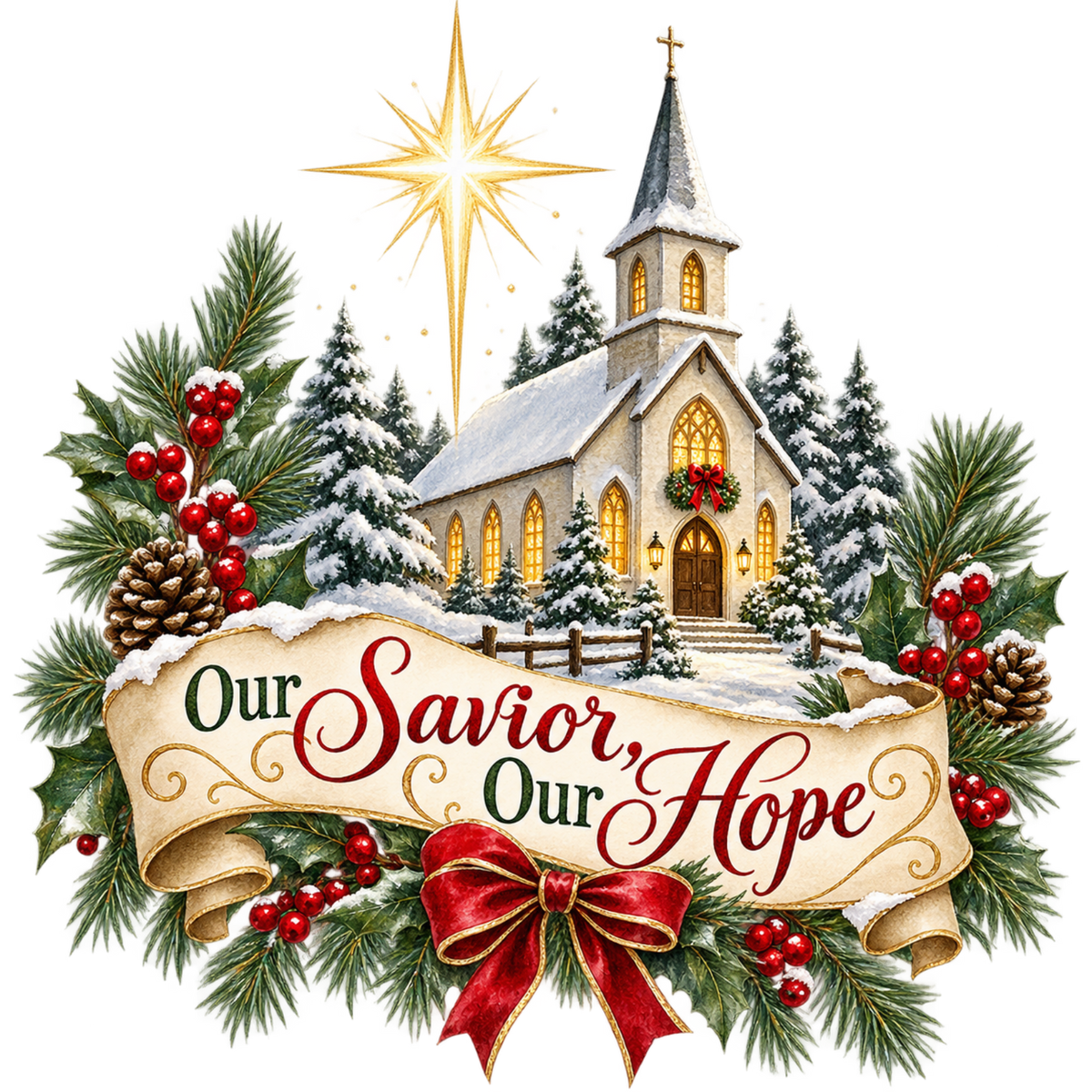 Christian Christmas greeting and nativity DTF transfer design XMAS1481-29. Physical textile transfer only.