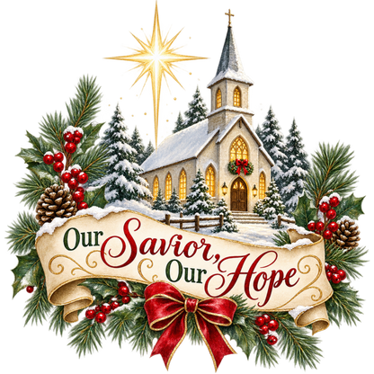 Christian Christmas greeting and nativity DTF transfer design XMAS1481-29. Physical textile transfer only.