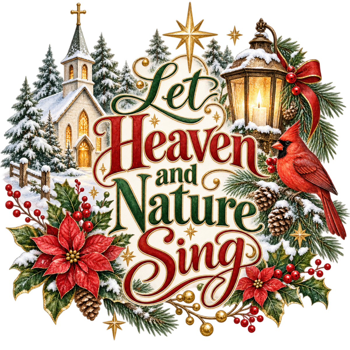 Christian Christmas greeting and nativity DTF transfer design XMAS1481-3. Physical textile transfer only.