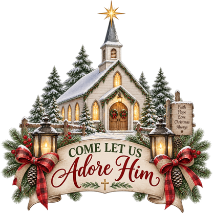 Christian Christmas greeting and nativity DTF transfer design XMAS1481-31. Physical textile transfer only.
