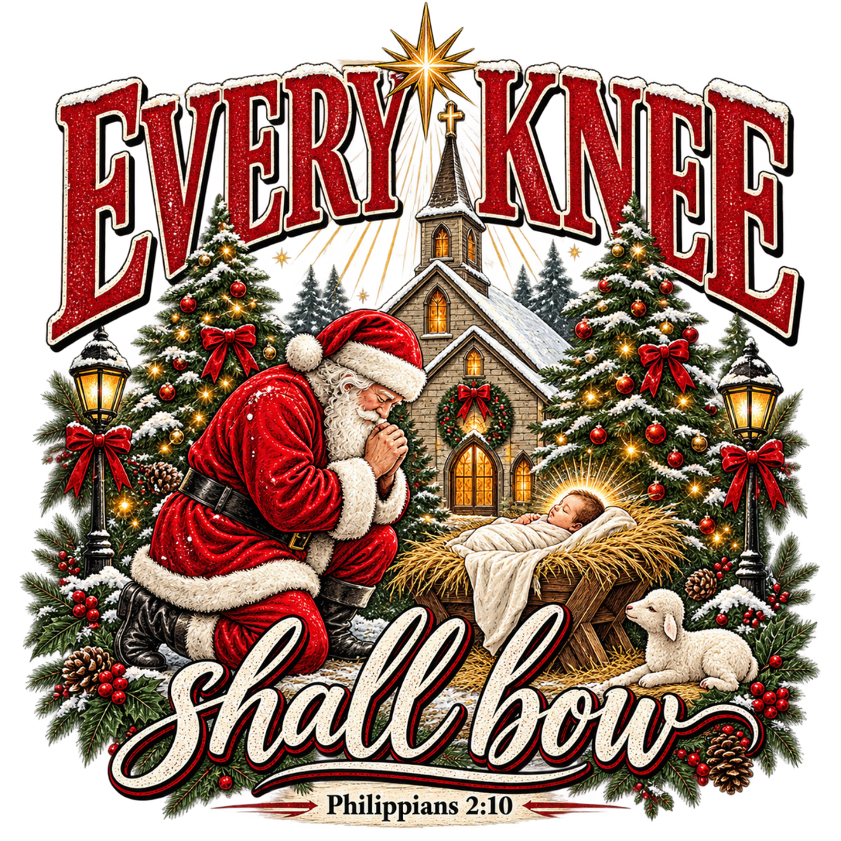 Christian Christmas greeting and nativity DTF transfer design XMAS1481-34. Physical textile transfer only.