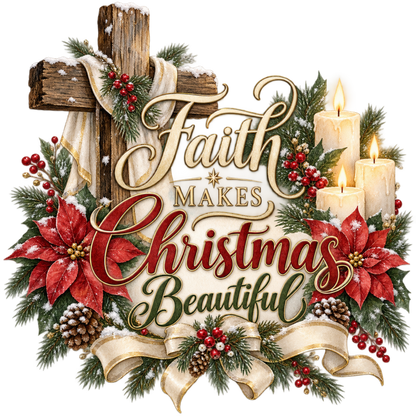 Christian Christmas greeting and nativity DTF transfer design XMAS1481-4. Physical textile transfer only.