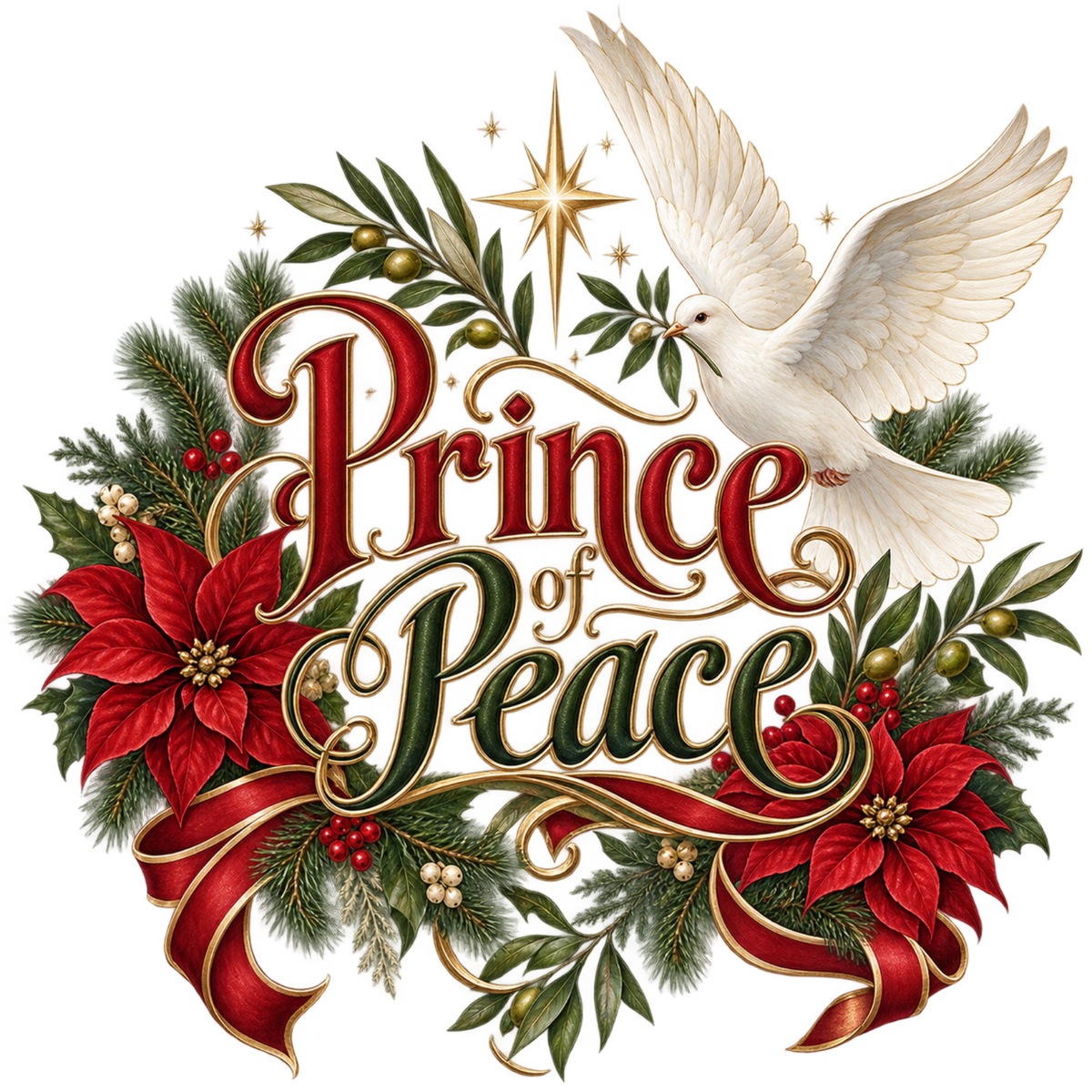 Christian Christmas greeting and nativity DTF transfer design XMAS1481-42. Physical textile transfer only.