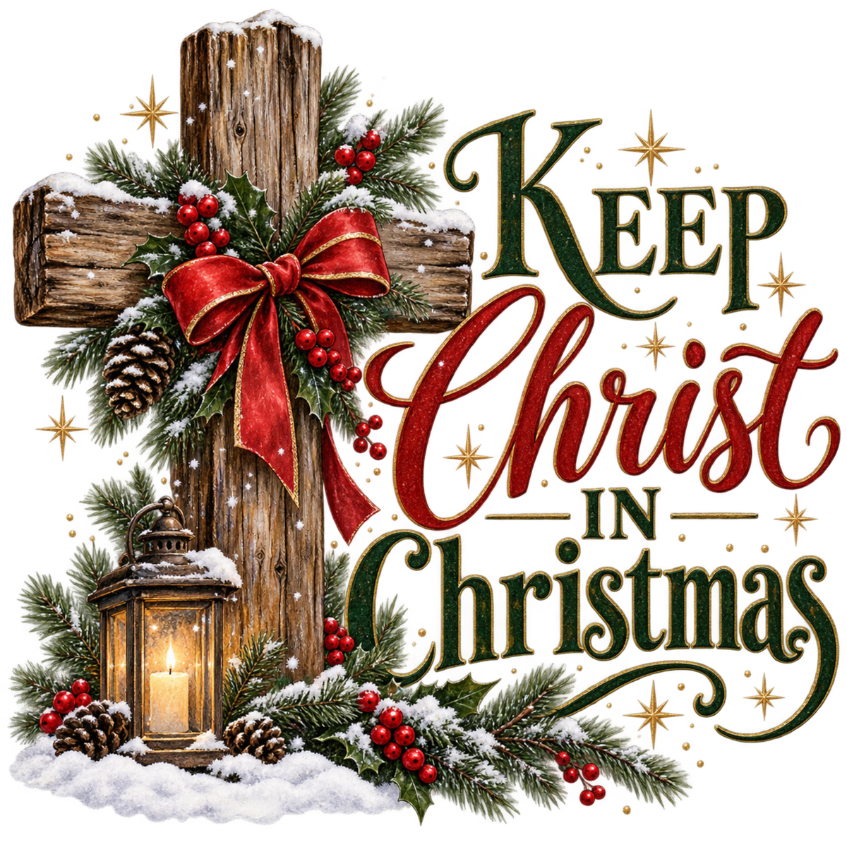 Christian Christmas greeting and nativity DTF transfer design XMAS1481-44. Physical textile transfer only.