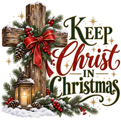 Christian Christmas greeting and nativity DTF transfer design XMAS1481-44. Physical textile transfer only.
