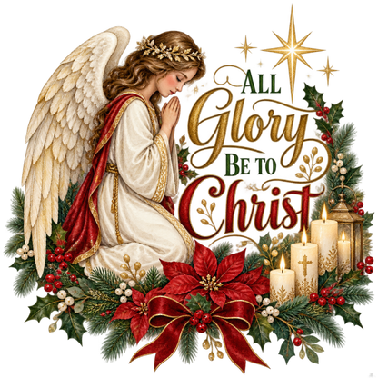 Christian Christmas greeting and nativity DTF transfer design XMAS1481-8. Physical textile transfer only.
