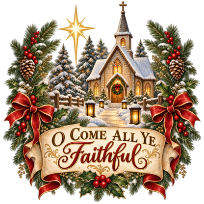Christian Christmas greeting and nativity DTF transfer design XMAS1481-9. Physical textile transfer only.