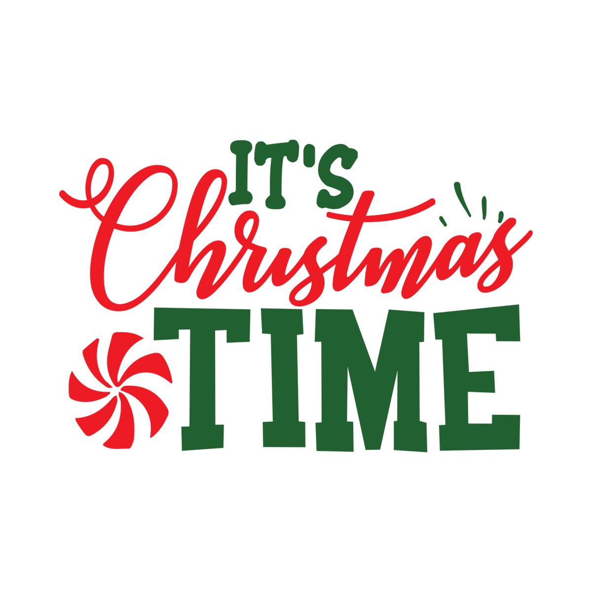 Red and green Christmas saying DTF transfer design XMAS1485-16. Physical textile transfer only.