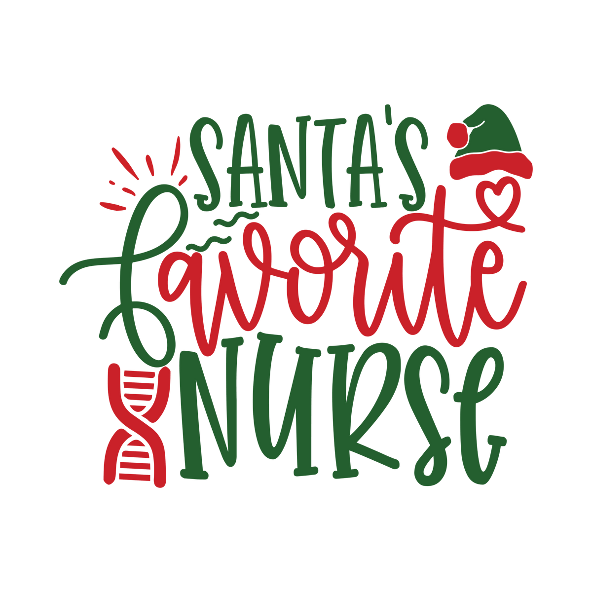 Red and green Christmas saying DTF transfer design XMAS1485-19. Physical textile transfer only.