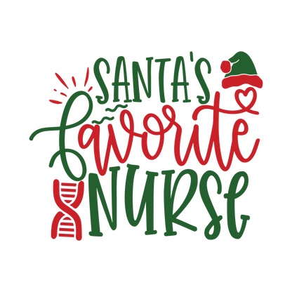 Red and green Christmas saying DTF transfer design XMAS1485-19. Physical textile transfer only.