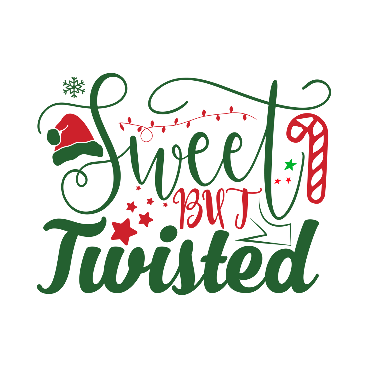 Red and green Christmas saying DTF transfer design XMAS1485-27. Physical textile transfer only.