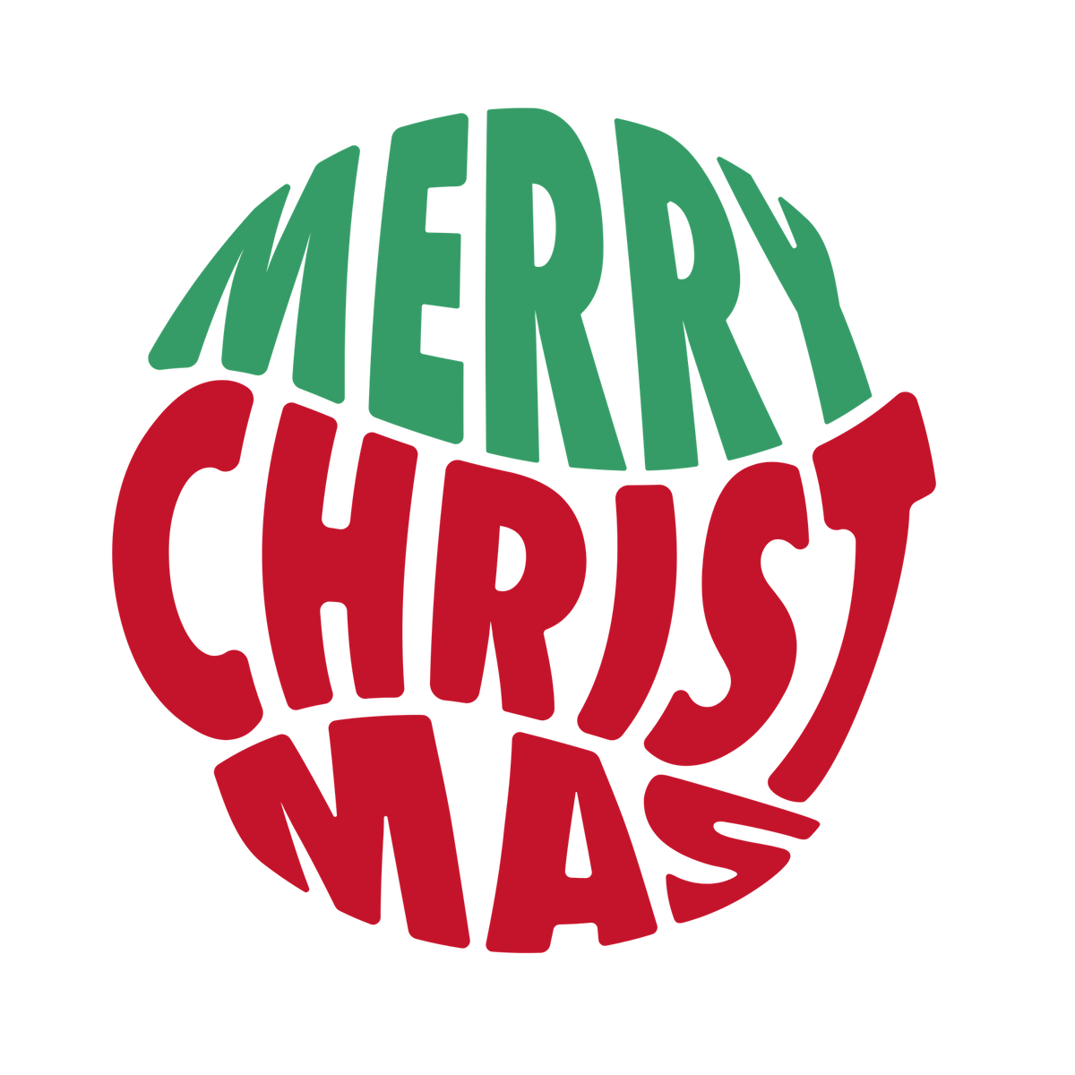 Red and green Christmas saying DTF transfer design XMAS1485-30. Physical textile transfer only.