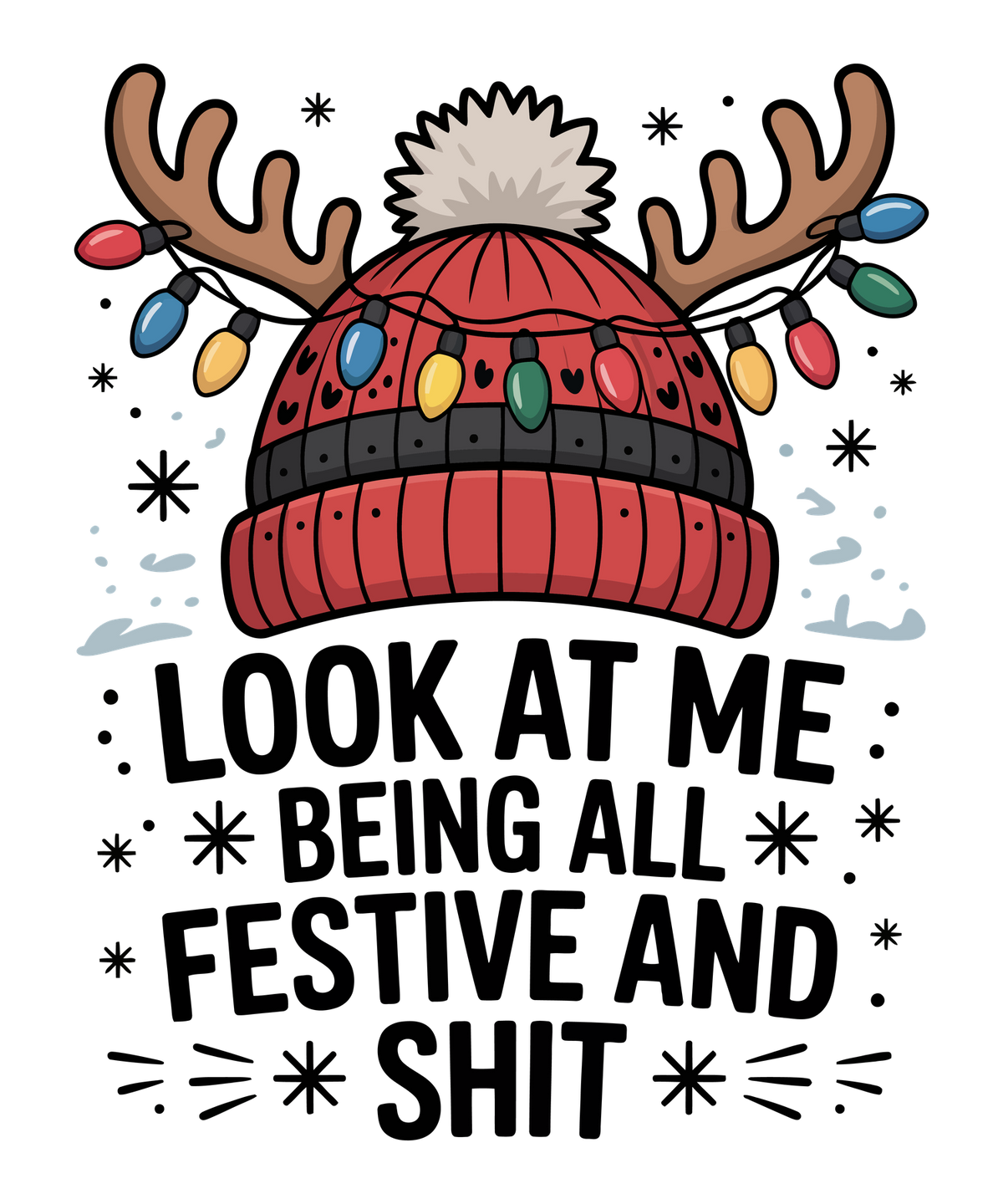 Red and green Christmas saying DTF transfer design XMAS1485-37. Physical textile transfer only.