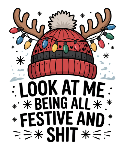 Red and green Christmas saying DTF transfer design XMAS1485-37. Physical textile transfer only.