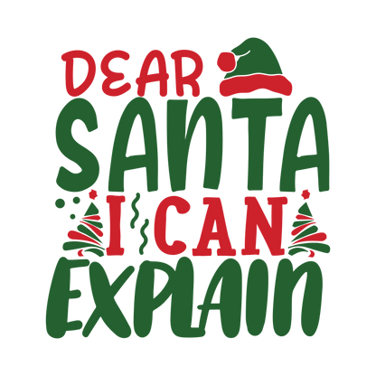 Red and green Christmas saying DTF transfer design XMAS1485-6. Physical textile transfer only.