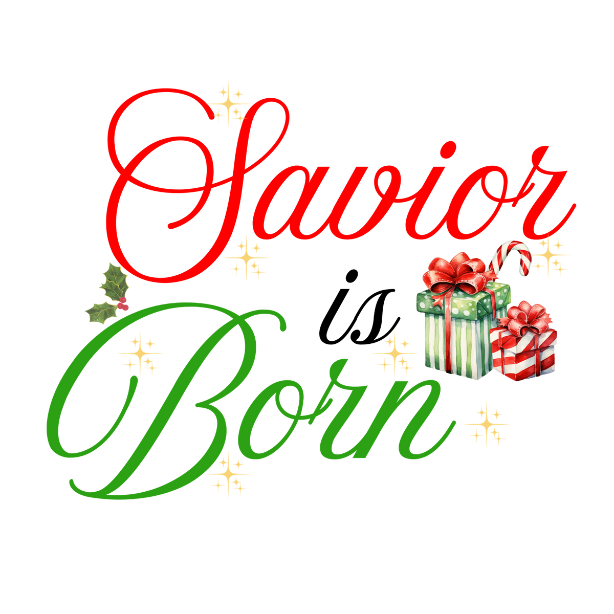 Classic Christmas saying DTF transfer design XMAS1486-24. Physical textile transfer only.