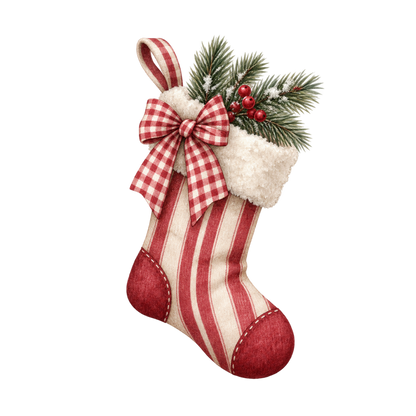Red gingham watercolor Christmas DTF transfer design XMAS1487-15. Physical textile transfer only.