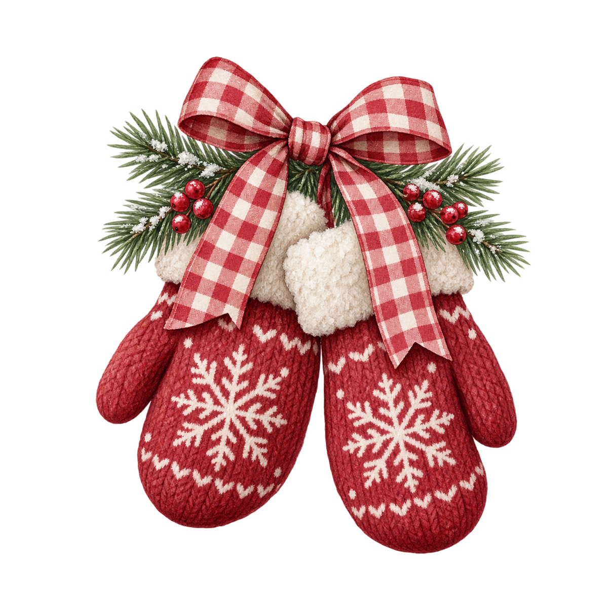 Red gingham watercolor Christmas DTF transfer design XMAS1487-16. Physical textile transfer only.
