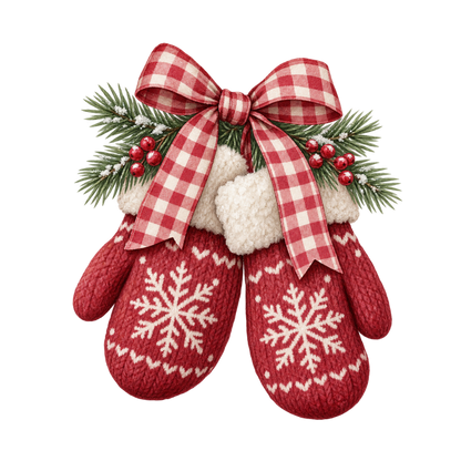 Red gingham watercolor Christmas DTF transfer design XMAS1487-16. Physical textile transfer only.