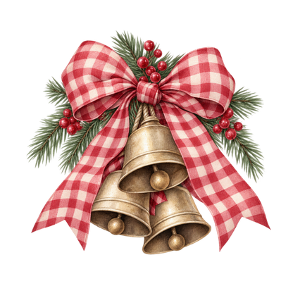 Red gingham watercolor Christmas DTF transfer design XMAS1487-18. Physical textile transfer only.