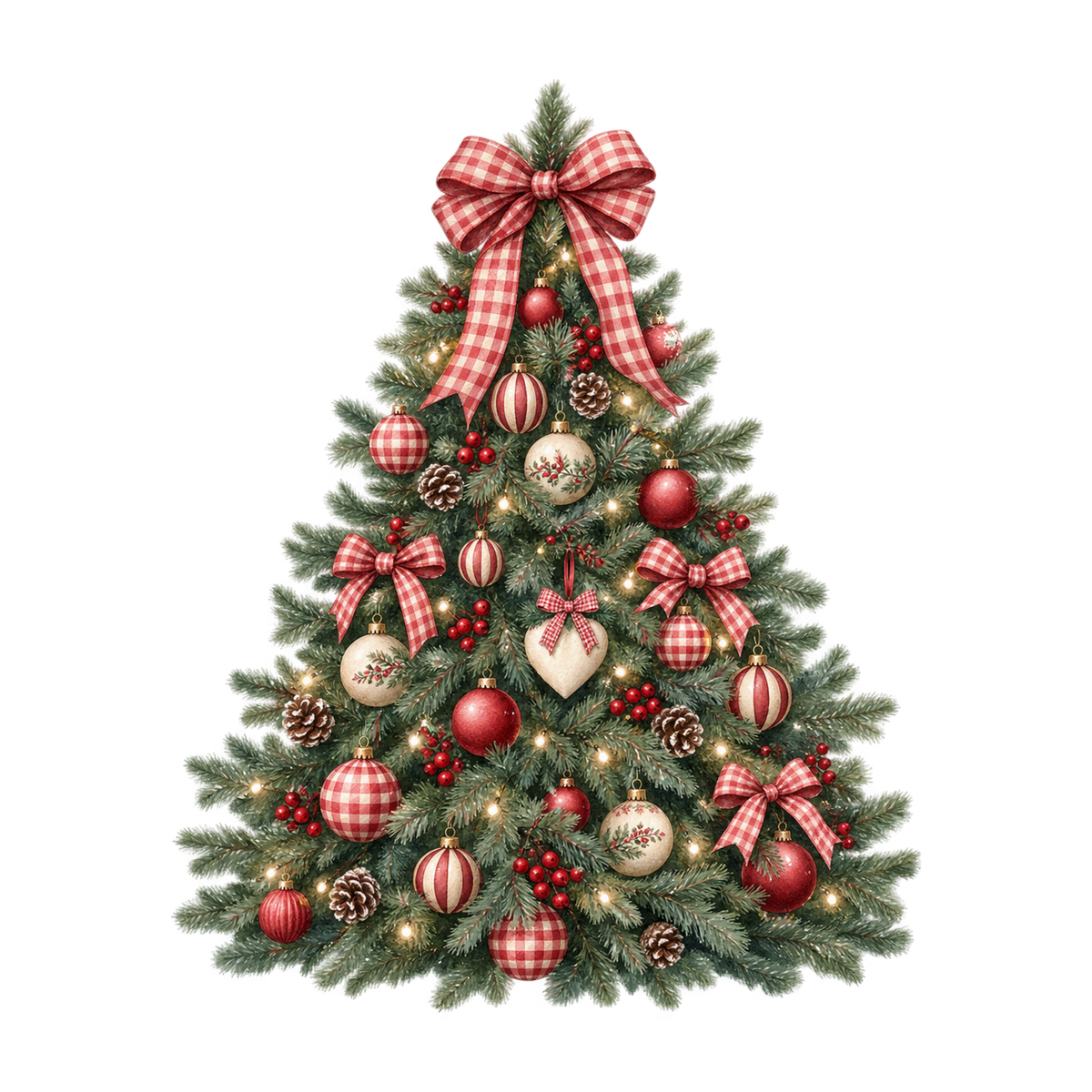 Red gingham watercolor Christmas DTF transfer design XMAS1487-19. Physical textile transfer only.