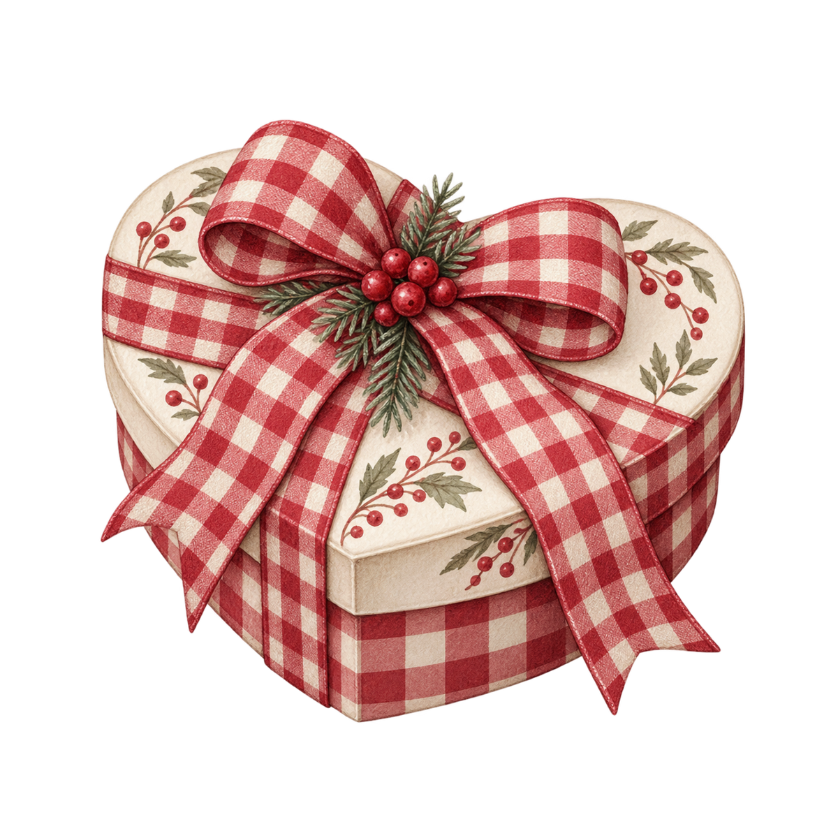 Red gingham watercolor Christmas DTF transfer design XMAS1487-20. Physical textile transfer only.