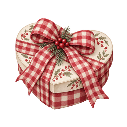 Red gingham watercolor Christmas DTF transfer design XMAS1487-20. Physical textile transfer only.
