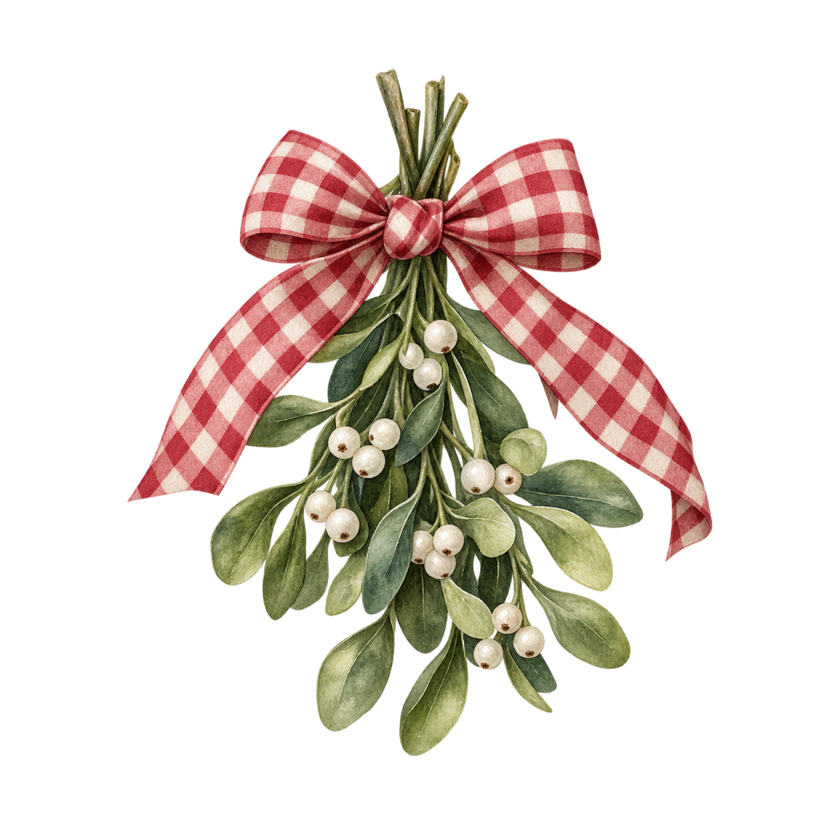 Red gingham watercolor Christmas DTF transfer design XMAS1487-21. Physical textile transfer only.