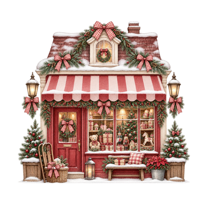 Red gingham watercolor Christmas DTF transfer design XMAS1487-23. Physical textile transfer only.