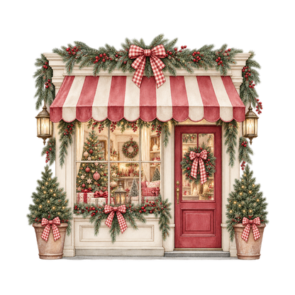 Red gingham watercolor Christmas DTF transfer design XMAS1487-31. Physical textile transfer only.