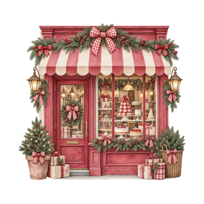 Red gingham watercolor Christmas DTF transfer design XMAS1487-32. Physical textile transfer only.
