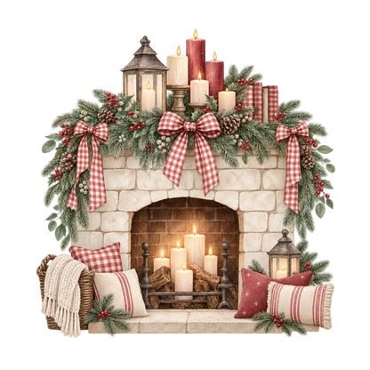 Red gingham watercolor Christmas DTF transfer design XMAS1487-34. Physical textile transfer only.
