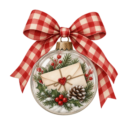Red gingham watercolor Christmas DTF transfer design XMAS1487-35. Physical textile transfer only.