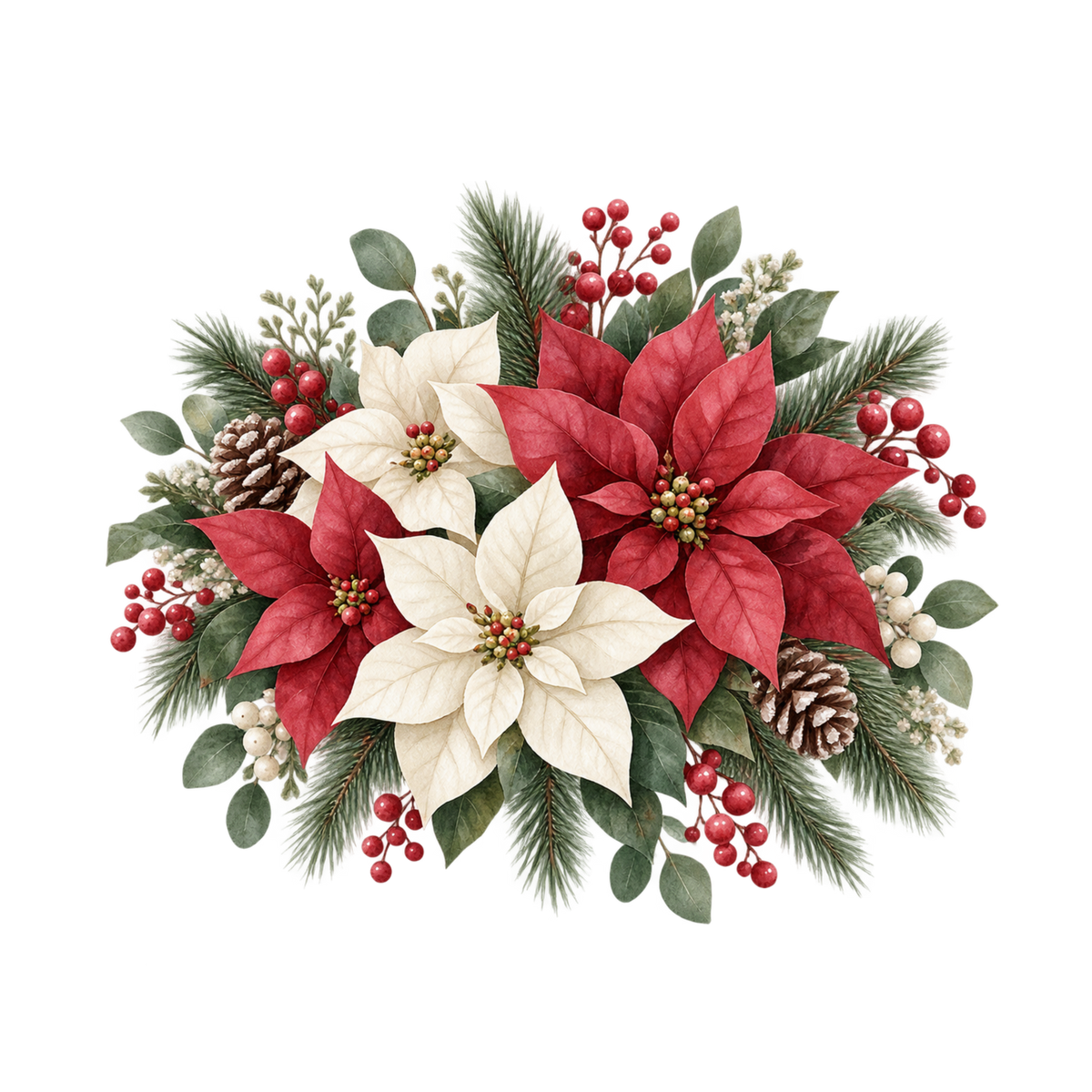 Red gingham watercolor Christmas DTF transfer design XMAS1487-39. Physical textile transfer only.