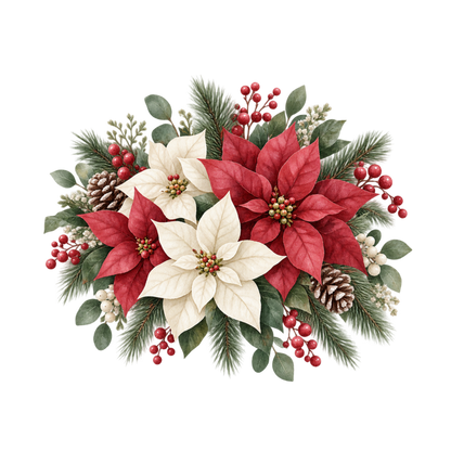 Red gingham watercolor Christmas DTF transfer design XMAS1487-39. Physical textile transfer only.