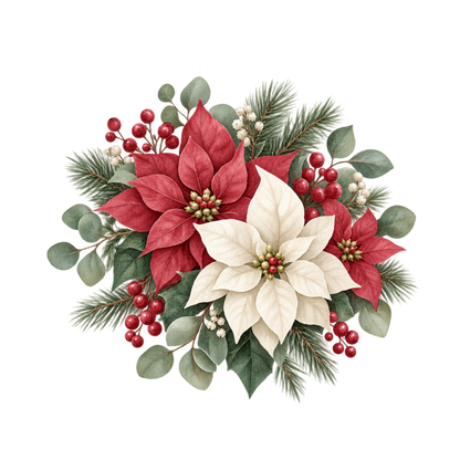Red gingham watercolor Christmas DTF transfer design XMAS1487-41. Physical textile transfer only.