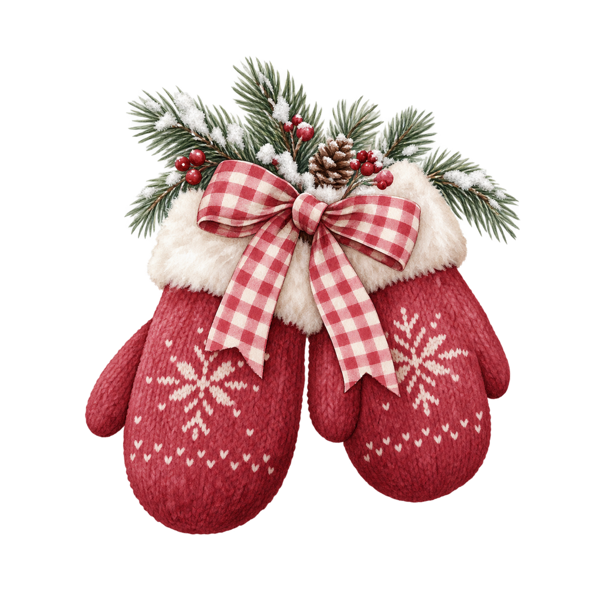 Red gingham watercolor Christmas DTF transfer design XMAS1487-44. Physical textile transfer only.