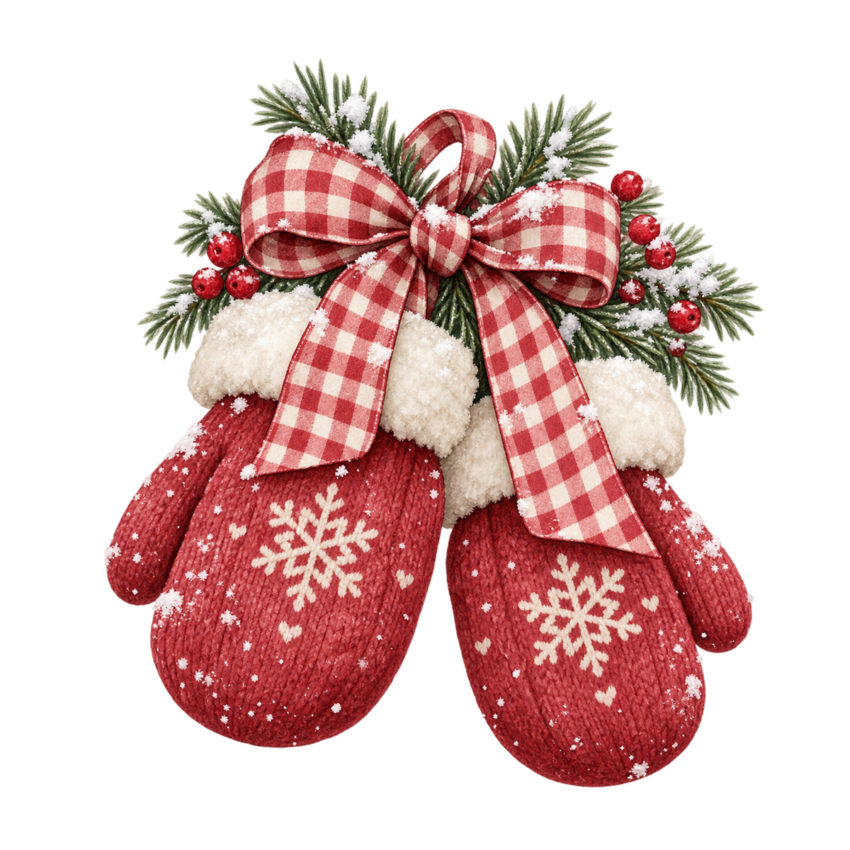 Red gingham watercolor Christmas DTF transfer design XMAS1487-5. Physical textile transfer only.