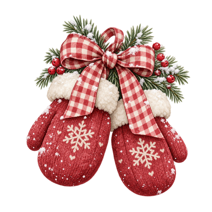 Red gingham watercolor Christmas DTF transfer design XMAS1487-5. Physical textile transfer only.