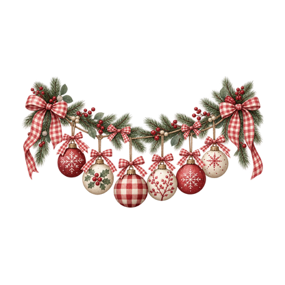 Red gingham watercolor Christmas DTF transfer design XMAS1487-6. Physical textile transfer only.